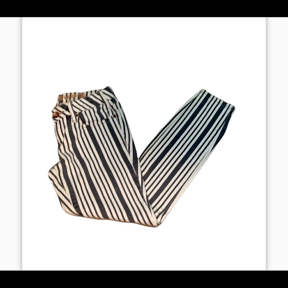 Dollhouse Black and White Striped Skinny Jeans
